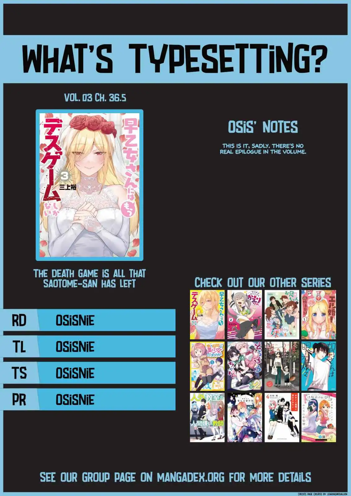 The death game is all that Saotome-san has left Chapter 36.5 14